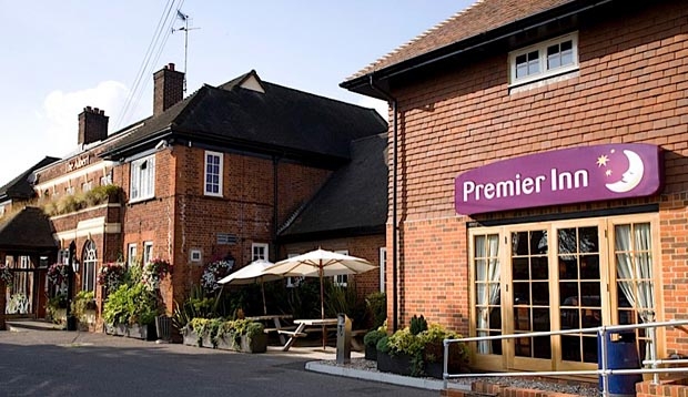 Exterior of Premier Inn Hotel Colchester Cowdray Avenue (A133) showing surrounding area